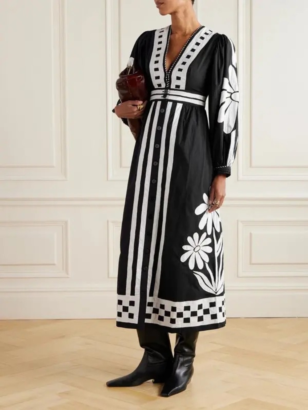 Farm Rio Black Nature Buttoned Maxi Dress - Picture 8 of 8